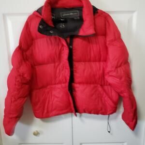 REI Womens Red Puffer Jacket Size Med Down With Hood